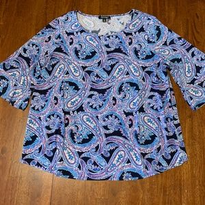 Roz & Ali Flutter Sleeve Top Size 2X